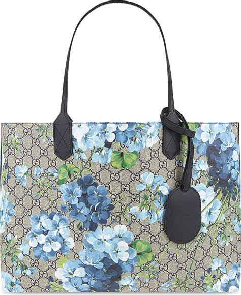 gucci blooms blue tote|genuine Gucci tote bag.